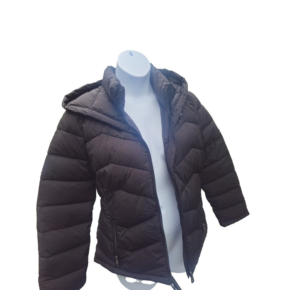 Calvin Klein Black Puffer Jacket Hood Fitted XL Athleisure Insulated Apres Ski - Picture 2 of 10